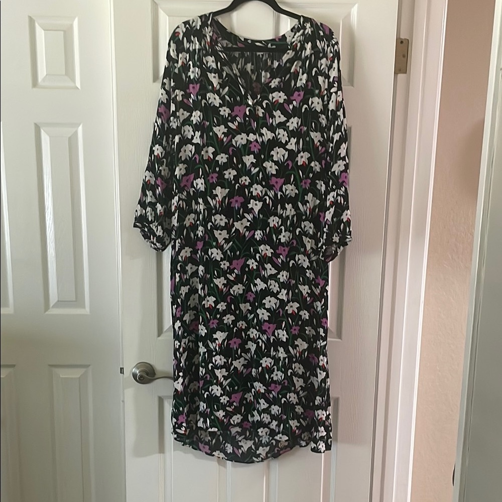 Veronica Beard Black Dress with Vibrant Floral Design
